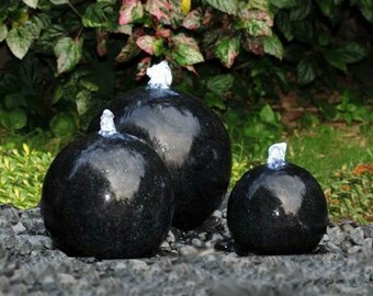 Set of 3 granite polished water balls (15/20/25cm) with water pump, led lights