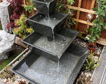 Cascading Square Terraced pools' solid granite water feature