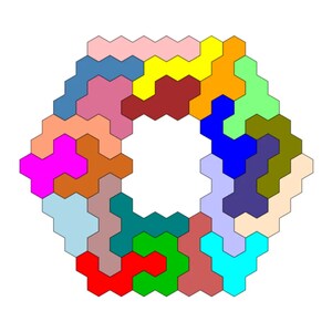 Pentahex-puzzel - dubbelzijdige 22-delige hersenkraker in doos met deksel - uniek cadeau voor puzzelliefhebbers afbeelding 7