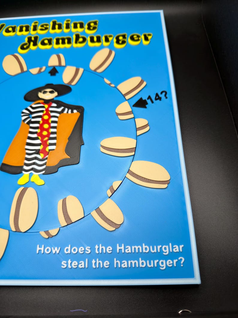 El rompecabezas de la hamburguesa desaparecida: rompecabezas vintage de ilusión óptica, impresión 3D de alta calidad, divertido y atractivo para todas las edades. imagen 9