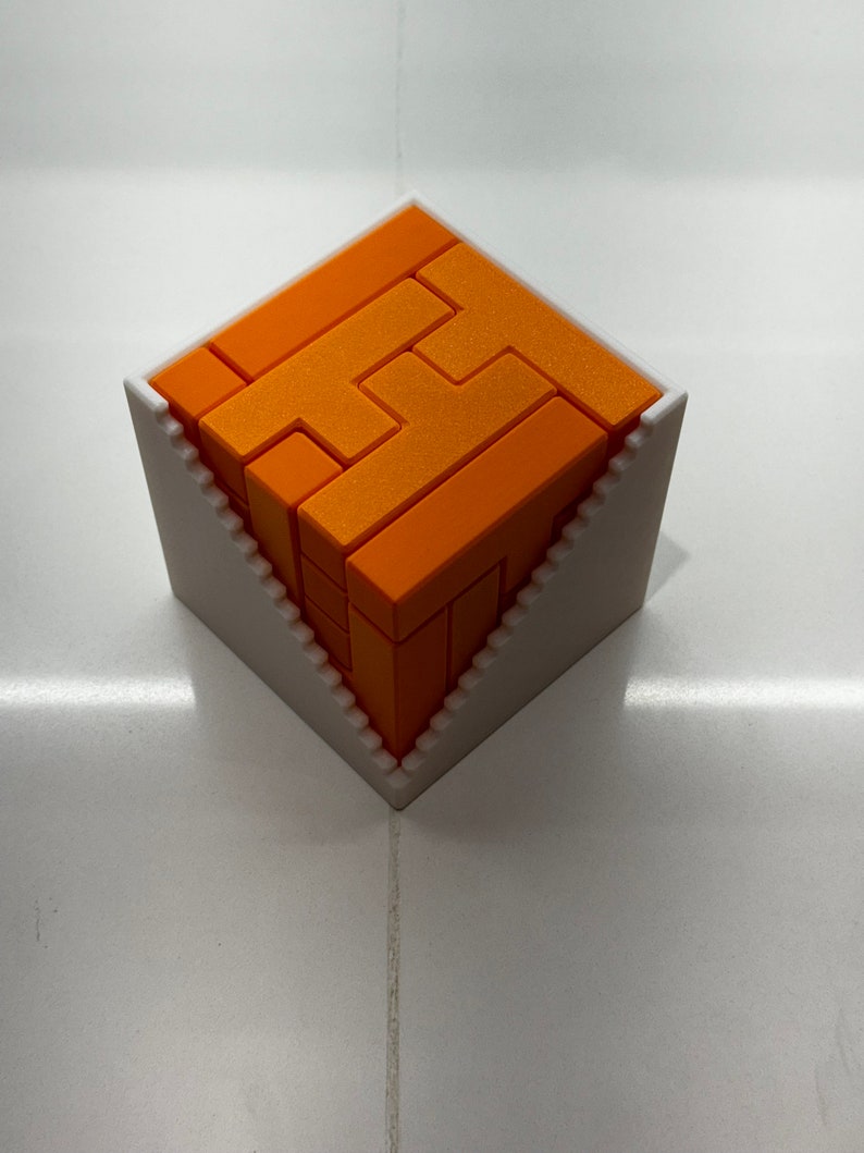 Rompecabezas Pentacube de Klarner: Impresión 3D de alta calidad y herramienta de aprendizaje, regalo perfecto para todas las edades, rompecabezas para niños y adultos. Orange
