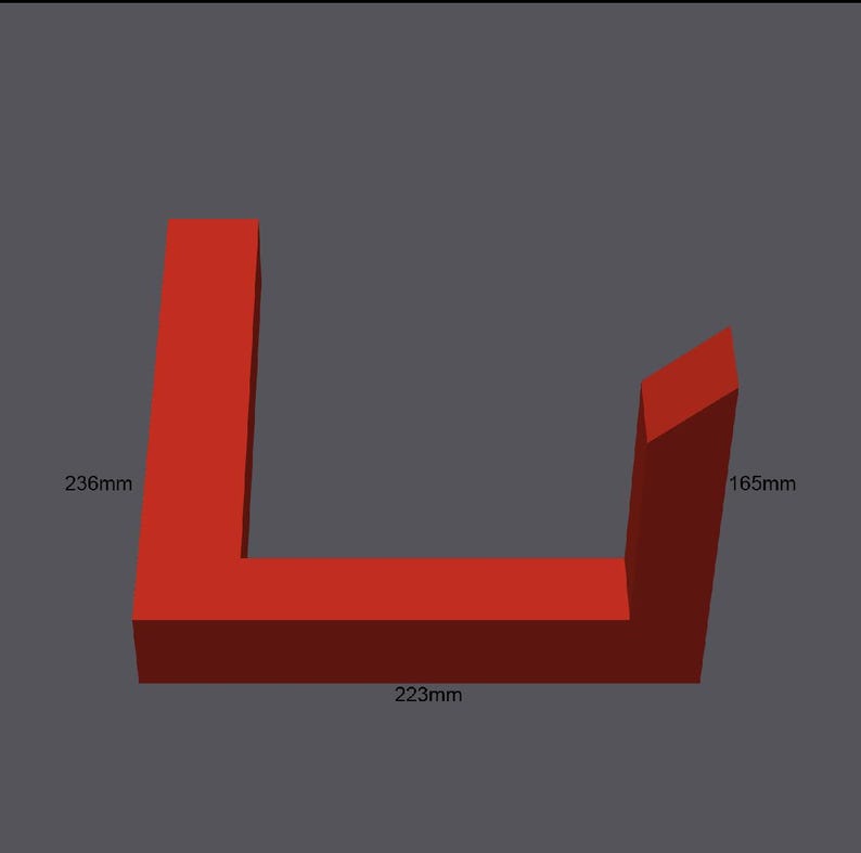 K&ouml;nnte beinhalten: Rotes L-f&ouml;rmiges Regal mit den Ma&szlig;en 223 mm x 236 mm x 165 mm.
