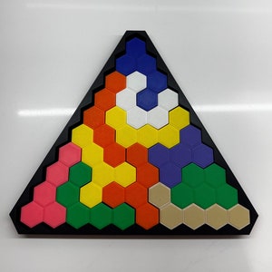 Pentahex-puzzel - dubbelzijdige 22-delige hersenkraker in doos met deksel - uniek cadeau voor puzzelliefhebbers afbeelding 3