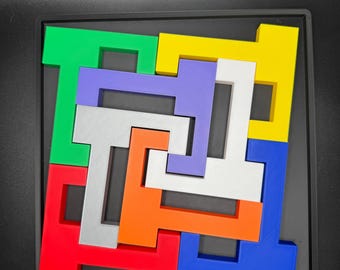 L Shaped 8 Piece Vintage Puzzle - Brain Teaser for All Ages, Fun & Educational Activity, Unique Gift Idea