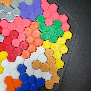 Hexagon Puzzle Brain Teaser - Difficult 3D Printed Puzzle, Brain Teaser for All Ages, 22 Unique Pieces & Hexagon Base - Large 255x225mm Game image 6