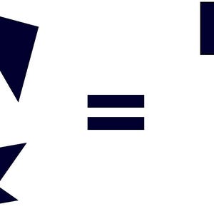 May include: A black and white image showing a stylized abstract shape that resembles a letter N, an equals sign, and a capital letter T. The image is a visual representation of a design concept.