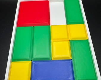 Klotski schuifpuzzel: grote 3D-geprinte puzzel, interactieve schuifstukuitdaging, het rode vierkantje eruit halen, geestdodend plezier