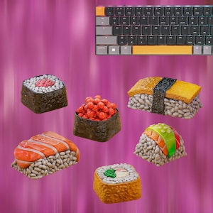 Japanische Sushi Artisan Mechanische Tastatur Tastenkappen Set - Für Cherry MX Switch - Nigiri, Maki & Rainbow Roll - Perfektes Geschenk für Sie und Ihn
