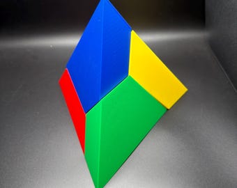 Tetrahedron Pyramid Puzzle 4-Piece – Hard Brain Teaser, Great Gift For Teachers, Students, Classrooms, Up to 400×450×370mm-15.7×17.7×14.6in