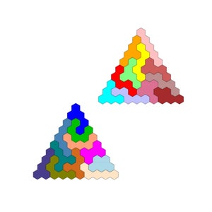 Pentahex-puzzel - dubbelzijdige 22-delige hersenkraker in doos met deksel - uniek cadeau voor puzzelliefhebbers afbeelding 5