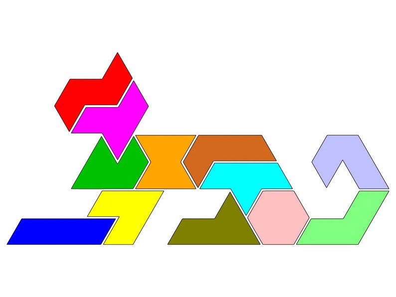 Op de afbeelding: Een kleurrijke puzzel gemaakt van 10 stukken in de vorm van een kat. De stukken zijn rood, roze, groen, oranje, geel, blauw, bruin, lichtblauw, lichtgroen en paars.