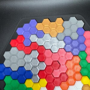Hexagon Puzzle Brain Teaser - Difficult 3D Printed Puzzle, Brain Teaser for All Ages, 22 Unique Pieces & Hexagon Base - Large 255x225mm Game image 4