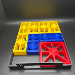 Khun Phan Game - Large 3D Printed Puzzle, Interactive Sliding Piece Challenge, Get the Red Square Out, Mind Teasing Fun