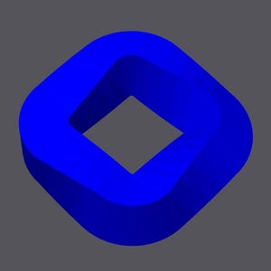 Puede incluir: Un cuadrado azul en 3D con un centro hueco.