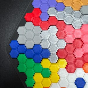 Hexagon Puzzle Brain Teaser - Difficult 3D Printed Puzzle, Brain Teaser for All Ages, 22 Unique Pieces & Hexagon Base - Large 255x225mm Game image 5