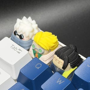 Teclas hechas a mano inspiradas en el anime Jujitsu para Cherry MX y clones - Regalo artesanal personalizado para fanáticos del anime - Teclas de teclado Geto, Gojo y Nanami