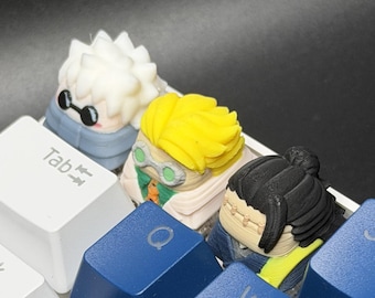 Handmade Inspired By Anime Keycaps for Cherry MX and clones - Custom Artisan Anime Fan Gift - Geto, Gojo, Nanami Keyboard Keycaps