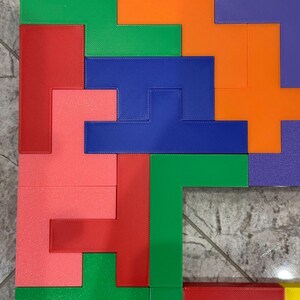 Hexomino Puzzle - 35 Unique 3D Printed Pieces, Fun Mind Challenge Gift for Kids & Teachers, Create Unique Shapes 27x27cm image 8