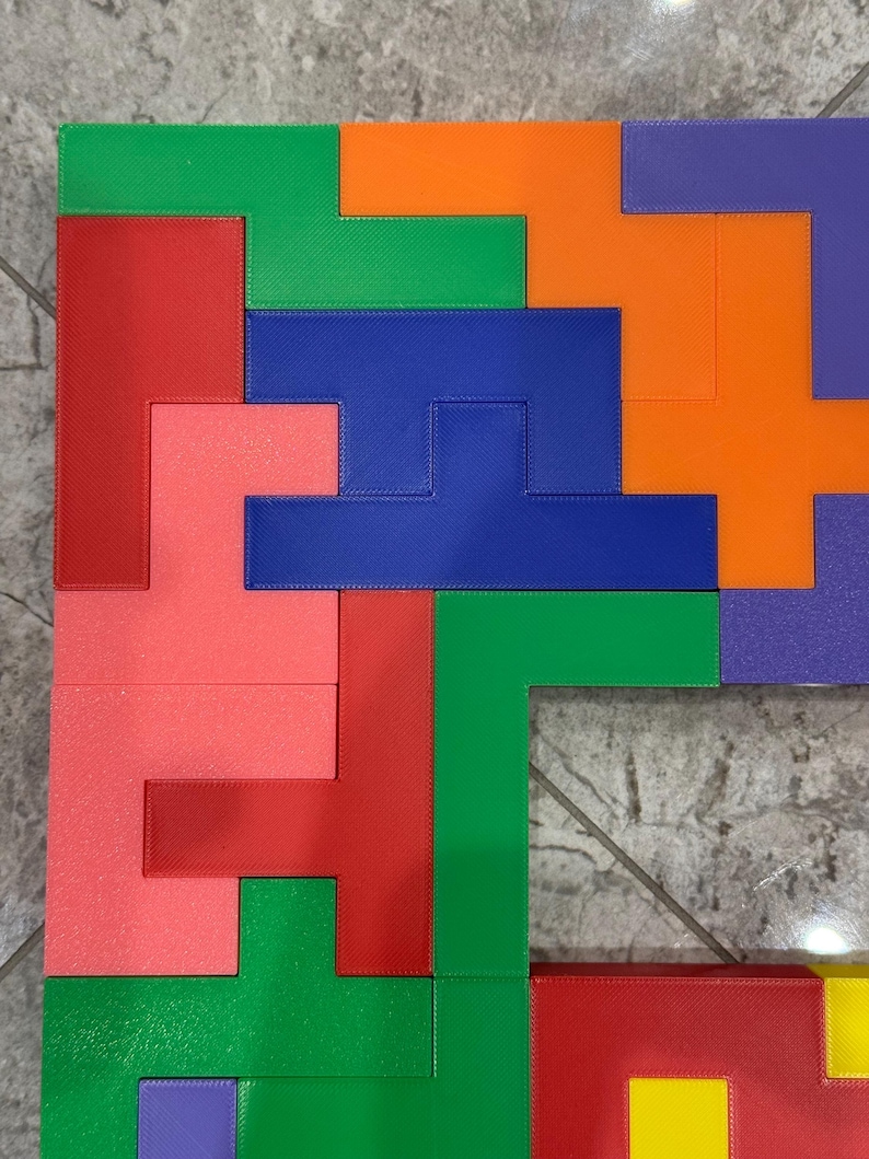 Hexomino Puzzle - 35 Unique 3D Printed Pieces, Fun Mind Challenge Gift for Kids & Teachers, Create Unique Shapes 27x27cm image 8