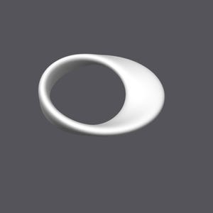 May include: A white, smooth, ring-shaped object with a rounded, slightly curved surface. The object is made of a smooth, glossy material.