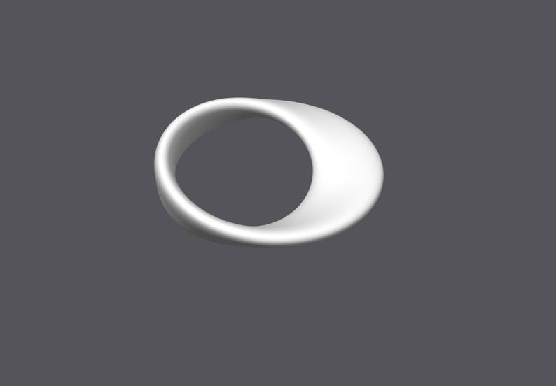 May include: A white, smooth, ring-shaped object with a rounded, slightly curved surface. The object is made of a smooth, glossy material.