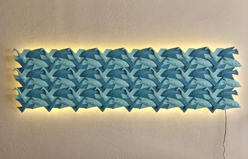 Escher's Birds and Fish Tessellation Print | Art Print Decor | Unique Wall Art | Home Decor | Geometric Patterns & Design image 4