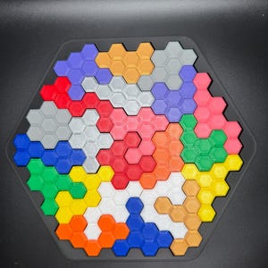 Casse-tête hexagonal - Casse-tête imprimé en 3D difficile, casse-tête pour tous les âges, 22 pièces uniques et base hexagonale - Grand jeu de 255 x 225 mm