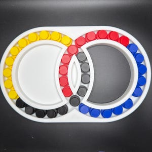 Hungarian Rings Puzzle Game - Sliding Color – Devil’s Circles Marble Brain Teaser, Color Matching Logic Toy for Adults & Kids 4 Mixed Colors