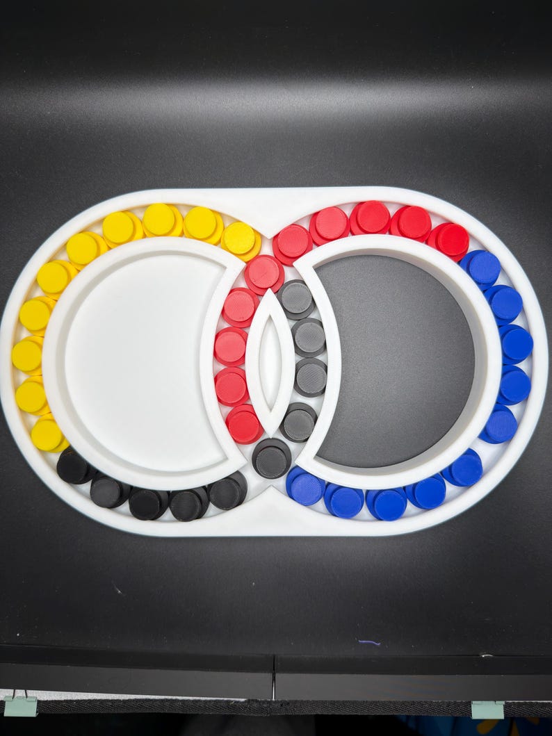 Hungarian Rings Puzzle Game - Sliding Color – Devil’s Circles Marble Brain Teaser, Color Matching Logic Toy for Adults & Kids 4 Mixed Colors
