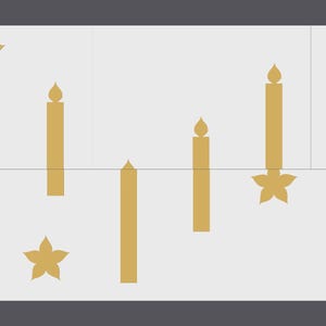 Puede incluir: Patr&oacute;n repetido de velas doradas y formas de estrella sobre un fondo gris claro. Las velas var&iacute;an en altura y tienen una llama en la parte superior. Las estrellas tienen cinco puntas. El dise&ntilde;o es simple y elegante.