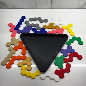 Pentahex Puzzle - Double-Sided 22-Piece Brain Teaser in Box With Lid - Unique Gift for Puzzle Enthusiasts