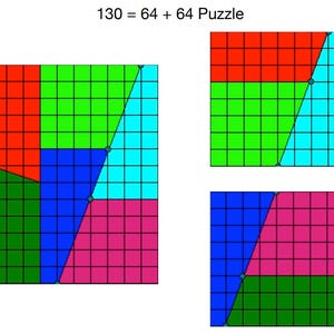 Puzzle Paradox 64+64=130 - Optical Illusion Puzzle for STEM Learning, High Quality 3D Printed Toy for All Ages image 5