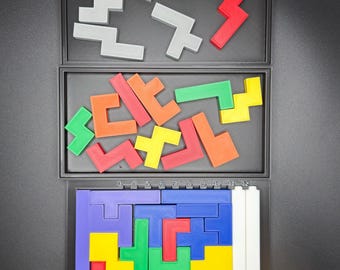 MultiMino Pentomino Puzzle, Polyomino Brain Teaser Board with Storage Box, STEM Math Game, Tiling Puzzle Gift for Kids and Adults