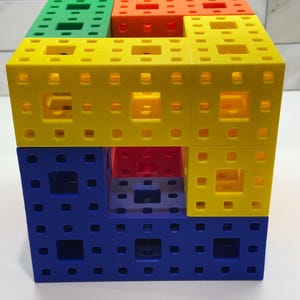 3D Printed Menger Sponge Puzzle: Stage IV Fractal Challenge, Precision Crafted Educational Fun