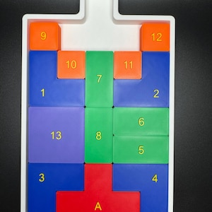Climb 15 Game Puzzle - Sliding Puzzle, 3D Printed Brain Teaser, Move Red Piece to Top for Fun & Challenge