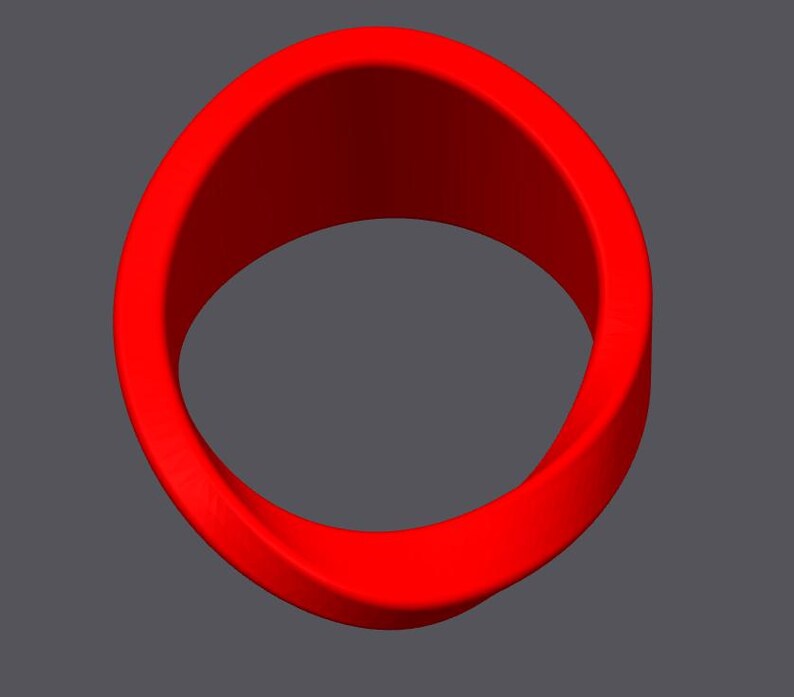 K&ouml;nnte beinhalten: Ein leuchtend roter Ring mit einem glatten, geschwungenen Design. Der Ring hat eine durchgehende, flie&szlig;ende Form und erzeugt eine moderne und minimalistische &Auml;sthetik. Das Objekt befindet sich vor einem neutralen grauen Hintergrund.