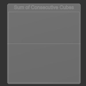 May include: A gray rectangular graphic with the text "Sum of Consecutive Cubes" at the top. The graphic is divided into two sections by a horizontal line. The overall design is simple and minimalist.