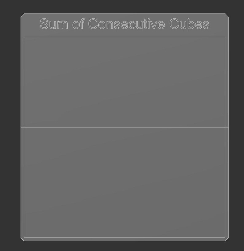May include: A gray rectangular graphic with the text "Sum of Consecutive Cubes" at the top. The graphic is divided into two sections by a horizontal line. The overall design is simple and minimalist.