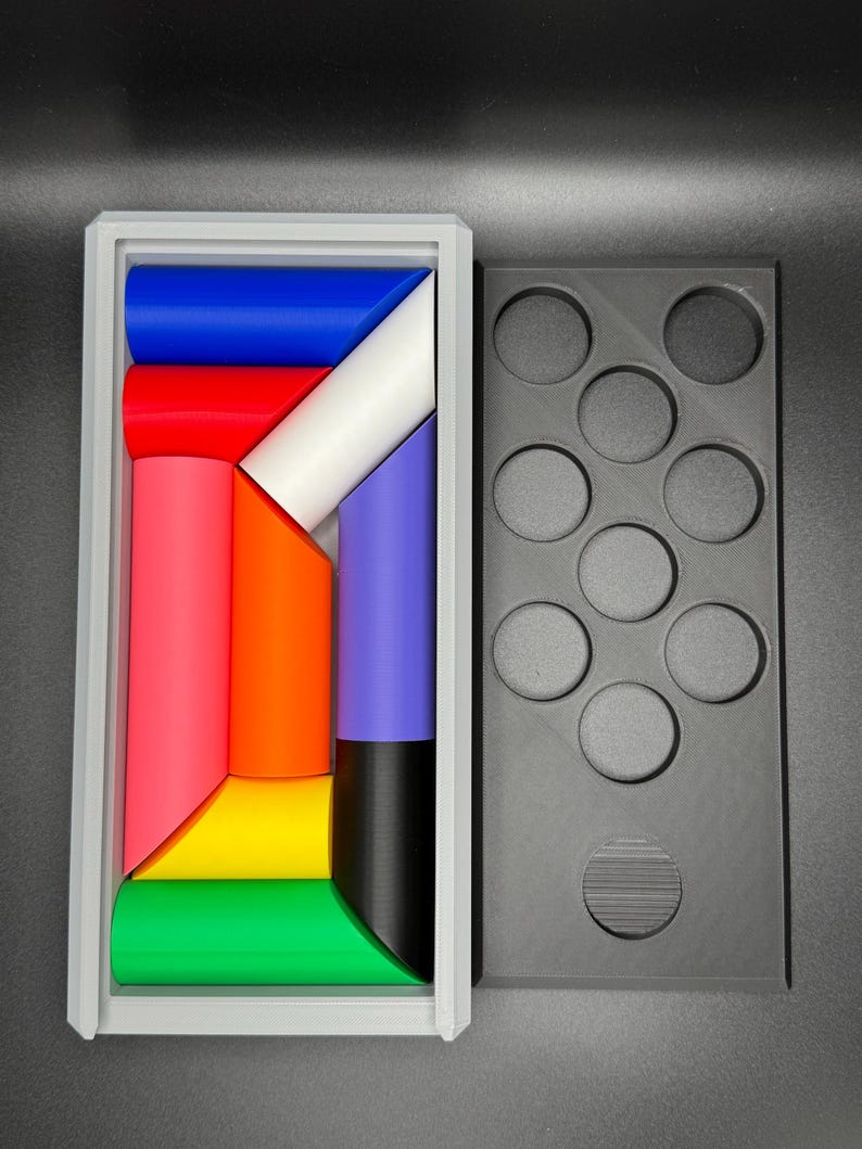 Lox in Box Puzzle - 8 & 9 Piece Variations | 330x160mm Challenging Brain Teaser | Fun 3D Printed Puzzle image 7