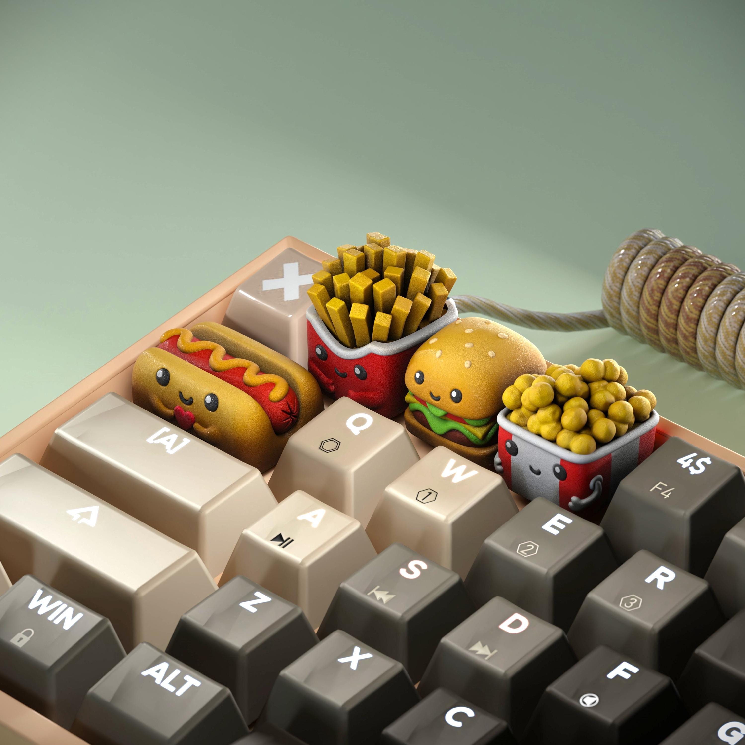 Cute Hamburger Artisan Keycap Custom Resin Gourmet Food Keyboard Cap Personalized KeyCap For Mechanical Keyboard Accessories