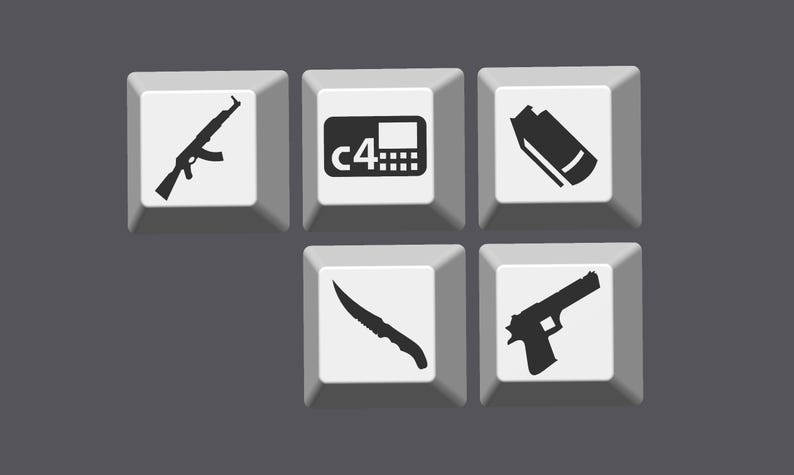 Handcrafted Counter Strike 2 or Global Offensive Keycap Set - Access Weapons Easily, Gamer Accessories, Custom Keycaps for Gaming Keyboard image 3