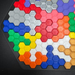 Hexagon Puzzle Brain Teaser - Difficult 3D Printed Puzzle, Brain Teaser for All Ages, 22 Unique Pieces & Hexagon Base - Large 255x225mm Game image 2
