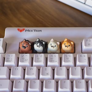 Shiba Inu Dog Keycaps Set - Cherry MX Compatible - Unique Keyboard Accessory Gift 4-Pack - Perfect for Him & Her