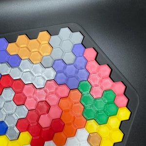 Hexagon Puzzle Brain Teaser - Difficult 3D Printed Puzzle, Brain Teaser for All Ages, 22 Unique Pieces & Hexagon Base - Large 255x225mm Game image 7