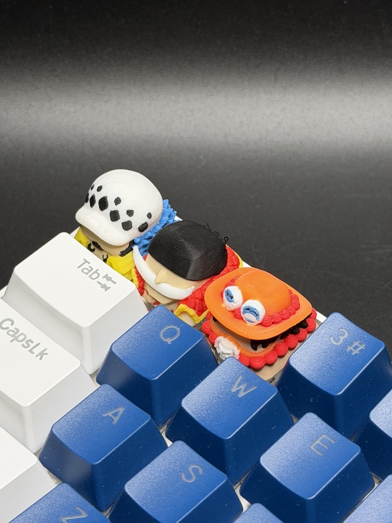 Handmade Anime Keycaps - Edward Newgate, Trafalgar Law, Portgas D. Ace for Cherry MX - Custom Artisan - Perfect Anime Fan Gift image 1