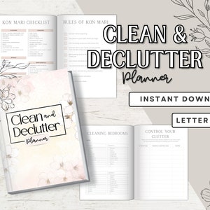 Printable Clean and Declutter Planner, Organization Tracker, Household Binder, Cleaning Schedule, Digital Planner