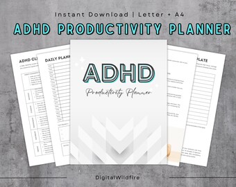 ADHD Productivity Planner Printable, ADHD Planner, Planner with Focus Tools, Productivity Tracker, Time Management Organizer