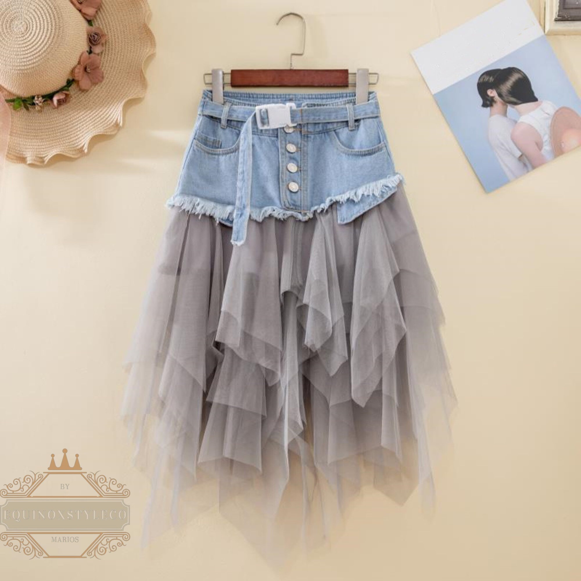 Denim Tulle Skirt Etsy Canada