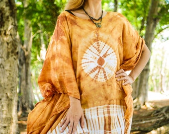 Hand Dyed Tunic, Boho Kaftan Blouse , Hippie Oversize Tops, Beachwear, Tie Dye Clothing, Hippie Clothing, Loungewear, Tie Dye Poncho