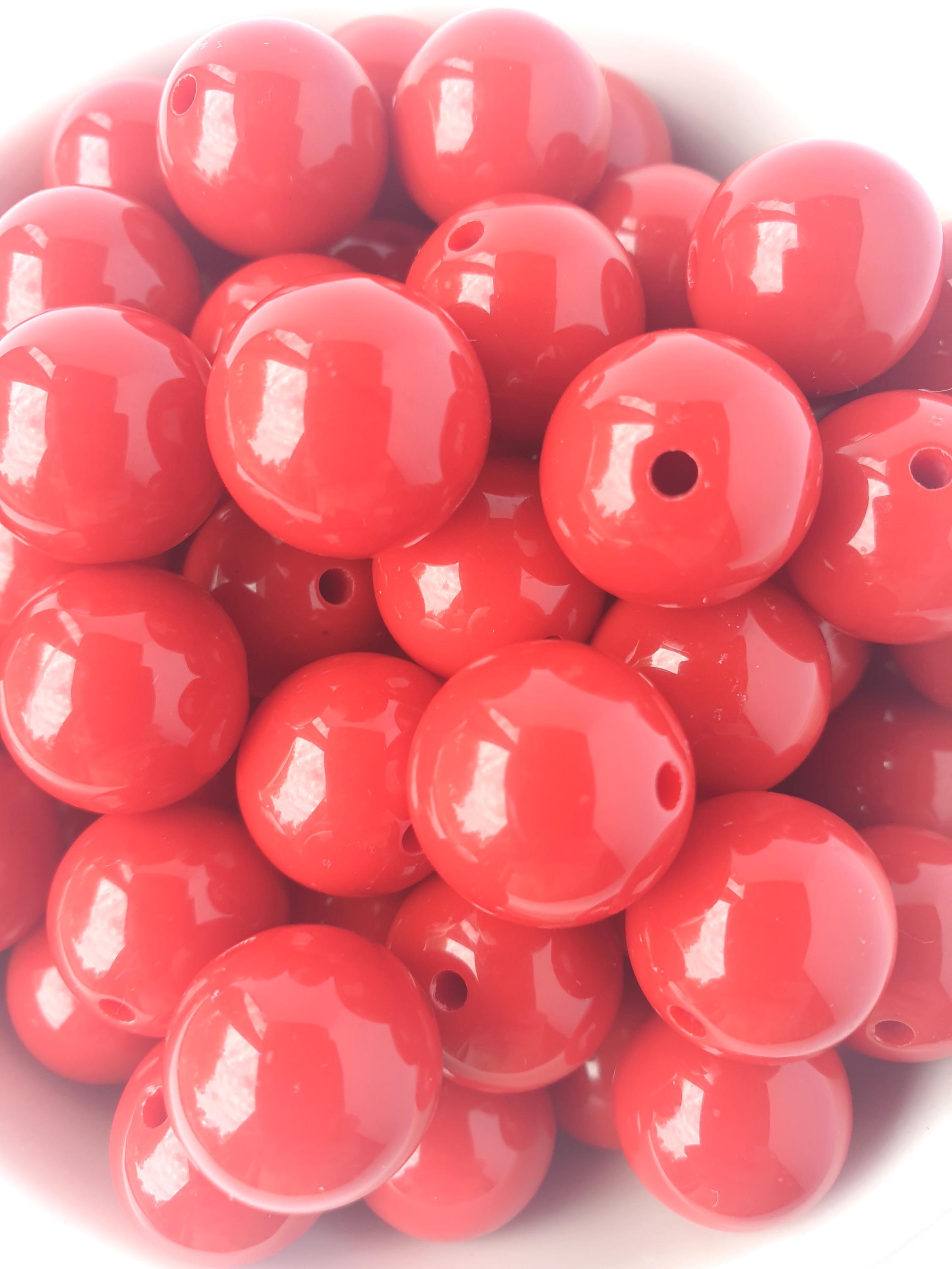 Red Beads 16mm  Round Plastic Ideal for Necklaces & Jewelry Making